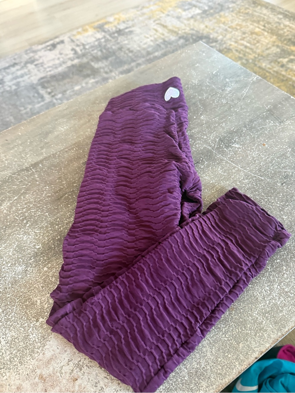 Booty by Brabants Purple Textured Leggings with Heart Accent